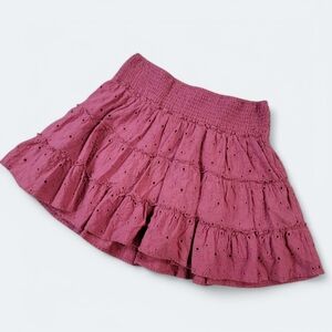 American Eagle Pink Eyelet Lace Layered Ruffled Women's Skirt Size Medium